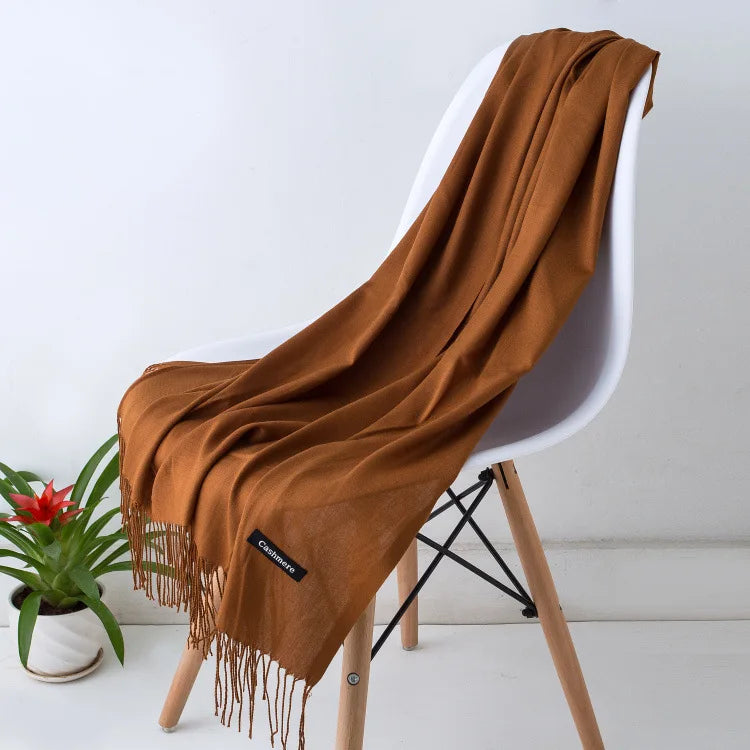 Sciarpa di Pashmina da Donna Morbida Cashmere Foulard Viaggio Ufficio Inverno Caldo Hijab Solido Avvolge Bandana
