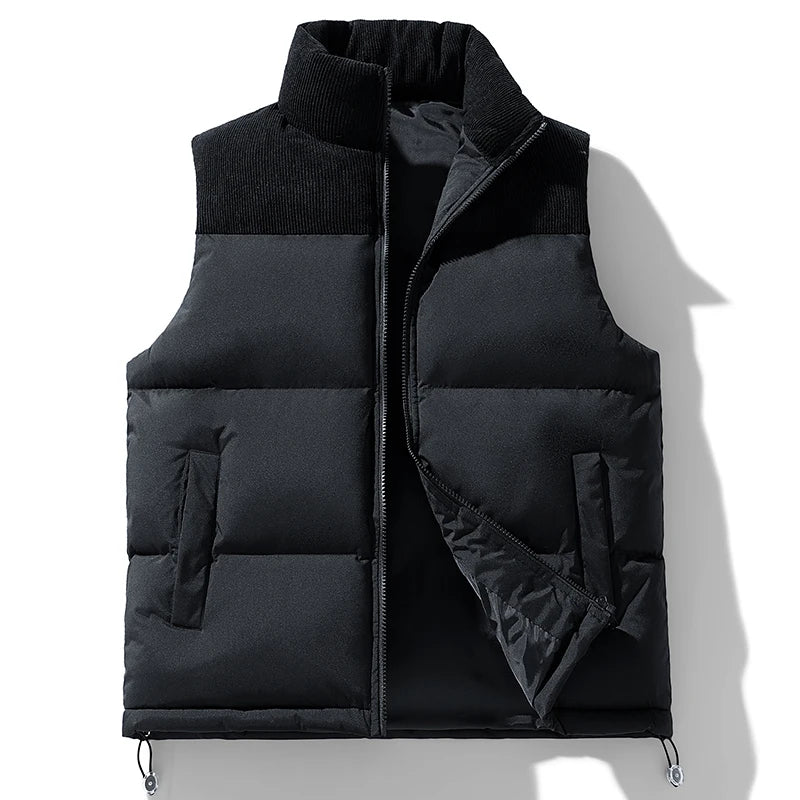 Gilet Imbottito da Uomo Con Cerniera Senza Maniche Giacca Casual Autunnale In Cotone Spesso