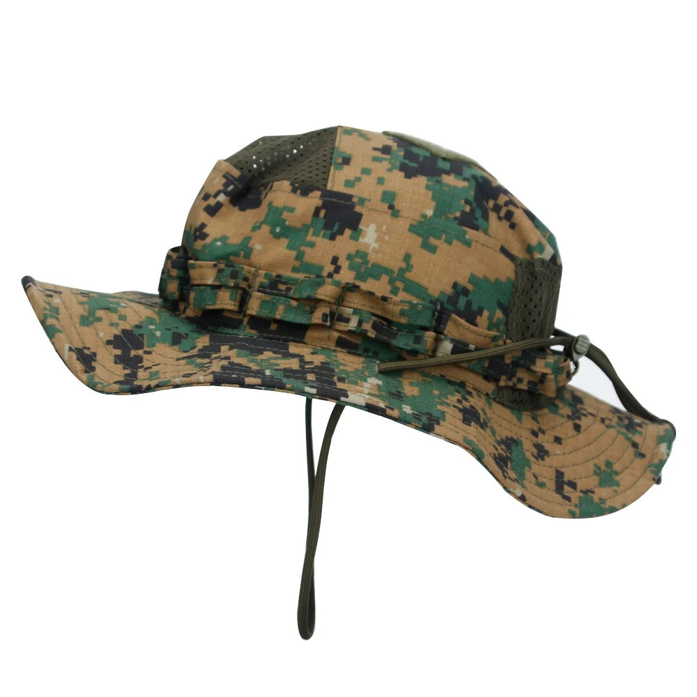 Cappello Boonie Camouflage Protezione Solare Traspirante Antivento Uomo Per Escursionismo Pesca Caccia