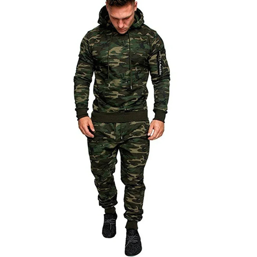 Set Abbigliamento Sportivo Da Uomo Due Pezzi Felpa Con Cappuccio Tattico Militare Pantaloni Traspirante Caldo Jogging