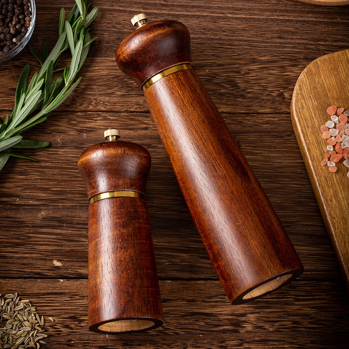 Macinapepe In Legno Con Macinino In Ceramica Regolabile Per Sale Spezie Erbe 0,625 Pollici
