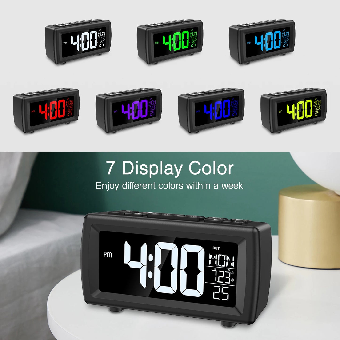 ORIA Sveglia Radio Orologio Digitale FM Con Snooze E Volume Regolabile Orologio LED Da Comodino Con Doppia Sveglia