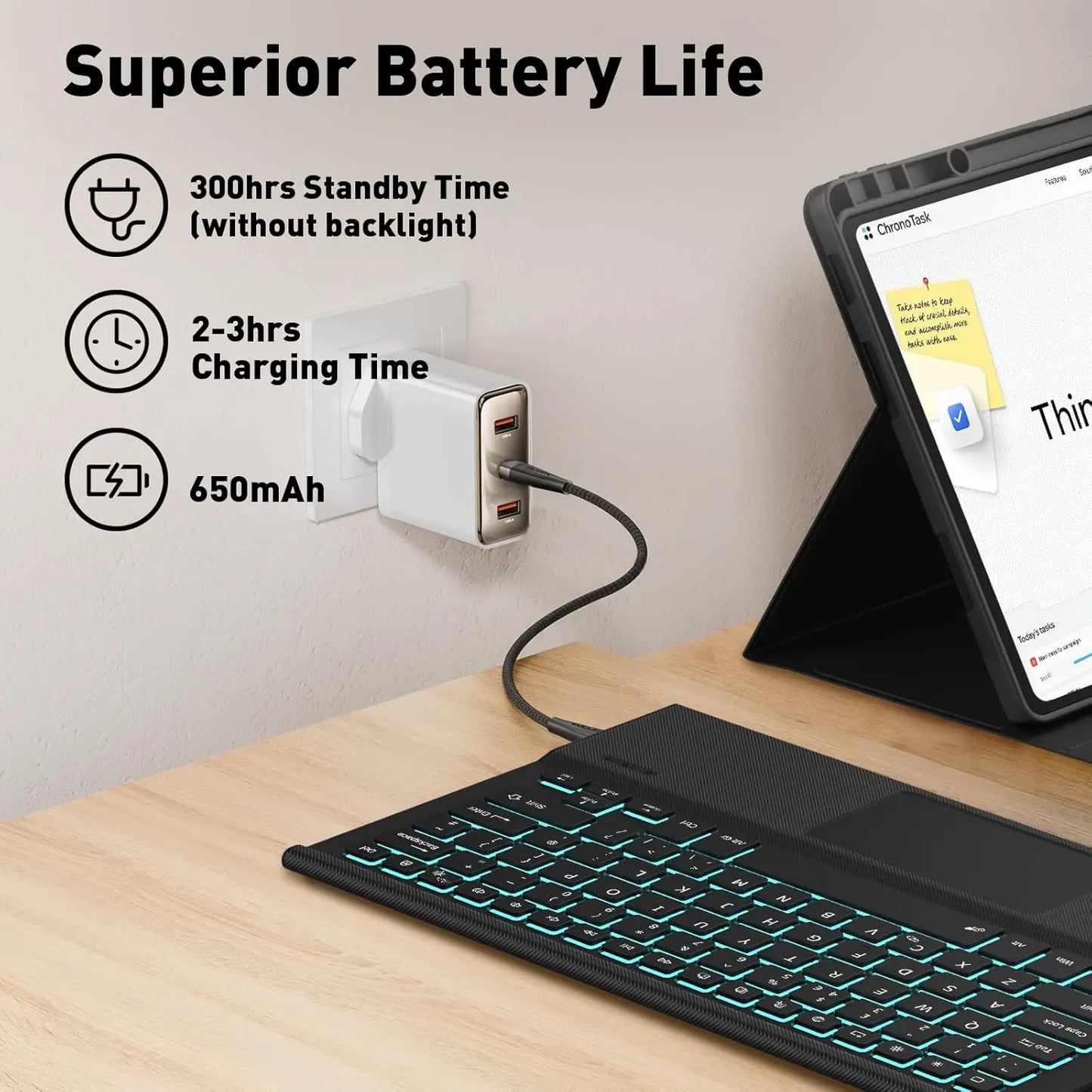 Custodia per Lenovo Idea Tab Pro 12.7 Pollici 2025 TB373FU con Tastiera Staccabile Retroilluminata in Pelle