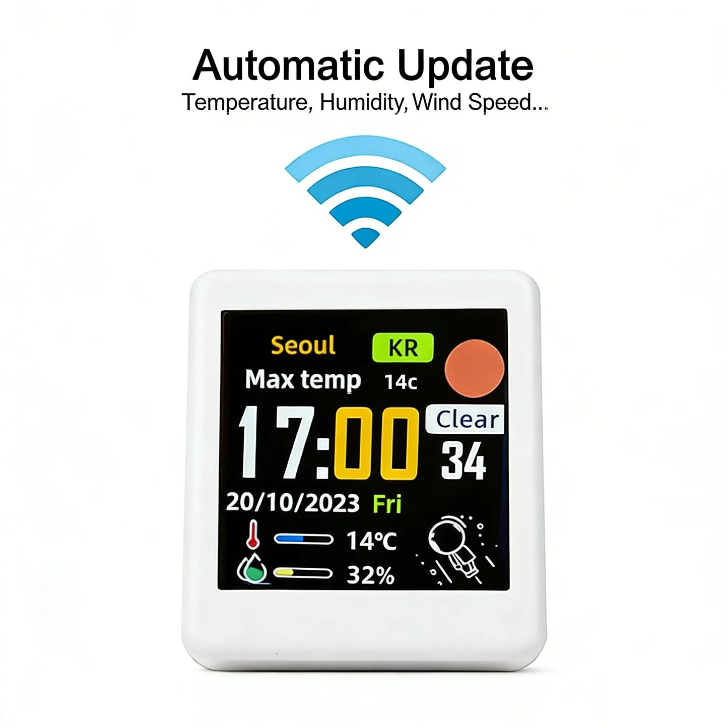Orologio Digitale Da Tavolo Con Stazione Meteorologica WiFi Temperatura Umidità E Previsioni Meteo Per Arredamento