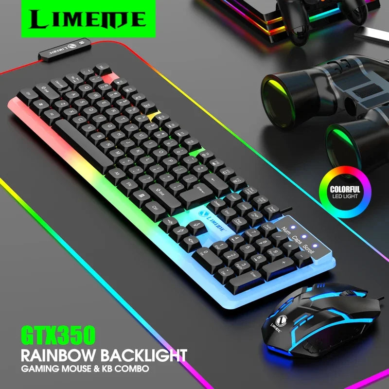 NG GTX350 Tastiera Da Gioco E Mouse Combo USB Cablata Con Retroilluminazione LED Per PC Desktop Nero