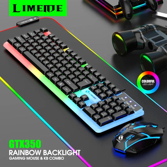 NG GTX350 Tastiera Da Gioco E Mouse Combo USB Cablata Con Retroilluminazione LED Per PC Desktop Nero