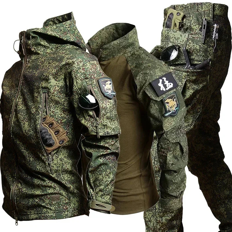 Set Uniformi Tattiche Uomo In Pile Combattimento Tuta Caccia Multicam Mimetica All Aperto Pantaloni Cargo Softair