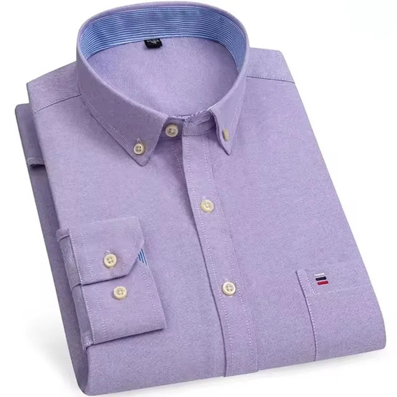 Camicie Da Uomo In Cotone Oxford A Quadri Bamboople Tasca Singola Maniche Lunghe Abbottonata Vestibilità Standard 6XL 7XL