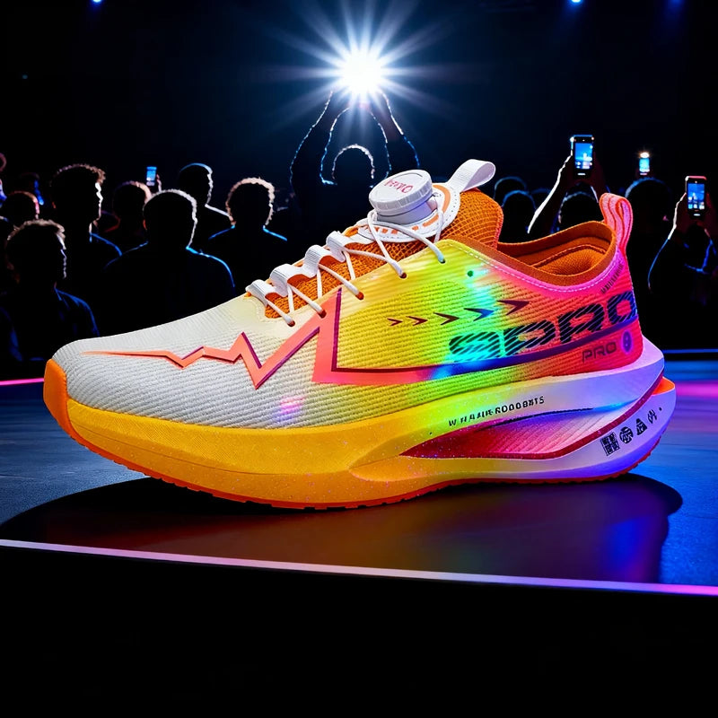 Scarpe Da Corsa Fluorescenti Carbon Board Marathon Uomo Traspiranti Leggere Comode Sneakers Antiscivolo