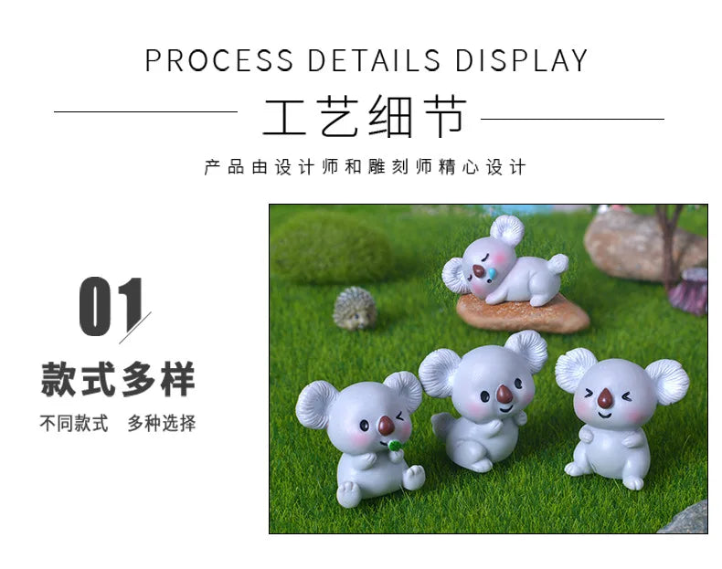 Figurine Di Koala In Resina Cartone Animato Paesaggio Decorazioni Domestiche Per Camera E Scrivania Set 4 12 20 Pezzi