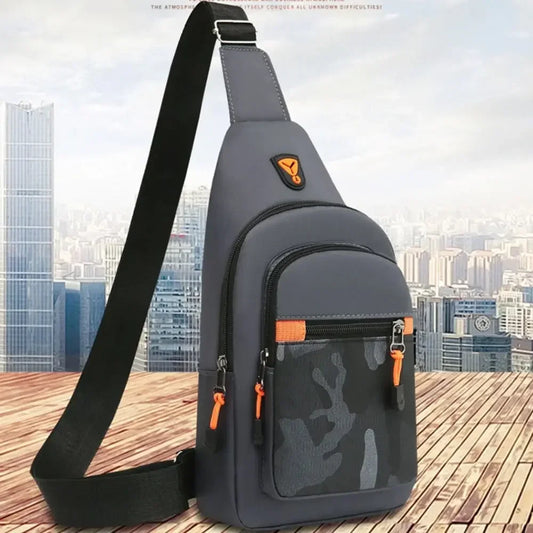 Borsa da petto da uomo in tessuto Oxford Nero Grigio Blu Marsupio di grande capacità Borsa a tracolla Borsa da petto sportiva Borsa a tracolla da esterno unisex