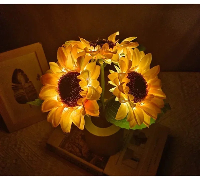 Set Di 3 Luci Notturne LED Ricaricabili Tema Girasole Per Camera Da Letto Comodino Lampade Da Tavolo
