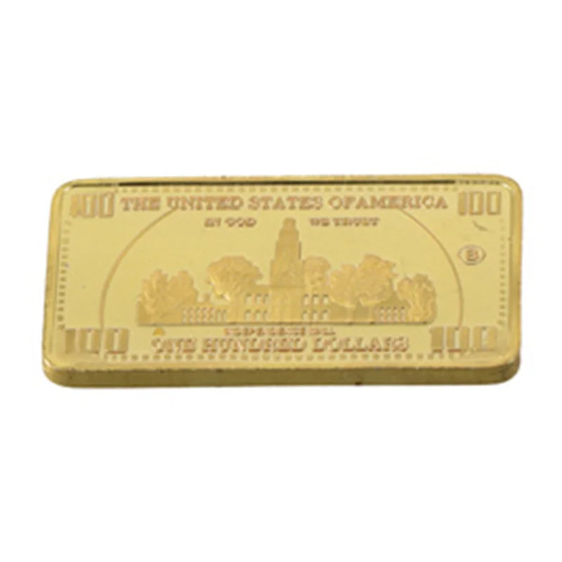Pezzo Unico Lingotto D'Oro Da 100 Dollari USA 24K Barra Dorata Metallica Americana Lingotto Dorato