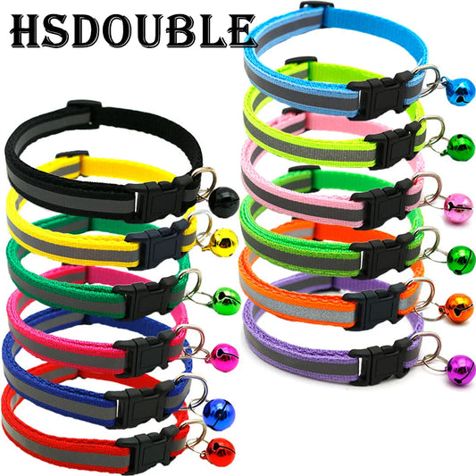 Set Collari Riflettenti Regolabili Due Pezzi Per Gatti E Cani Di Piccola Taglia Con Campanella E Breakaway In 12 Colori