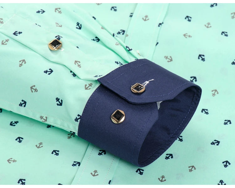 Camicia Da Uomo Maniche Lunghe Stampa Color Block Elasticizzata Con Bottoni Per Vacanze Estive In Spiaggia