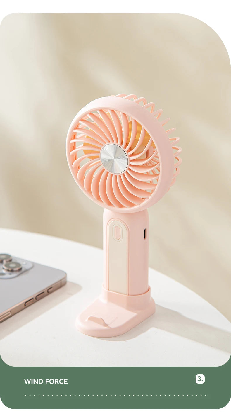 Mini Ventilatore Tascabile Sportivo Con Ricarica USB Da Tavolo Silenzioso A 3 Velocità