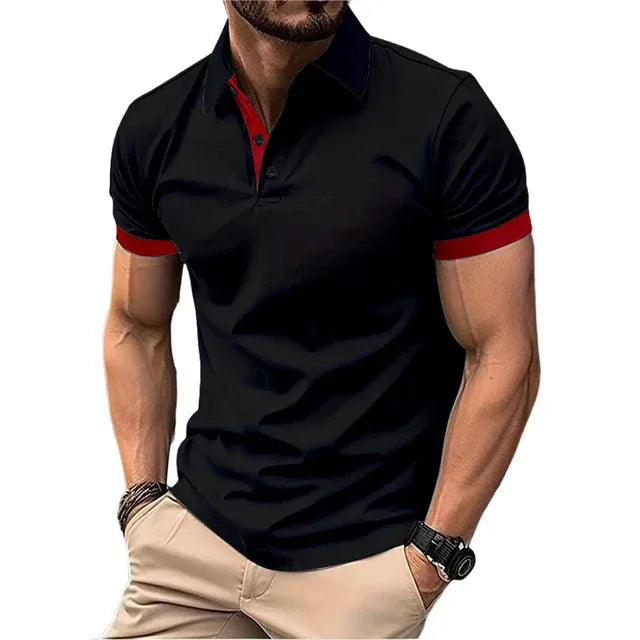 Polo Da Uomo Manica Corta Casual Slim Fit Color Blocking Streetwear Stile Inglese Per Moda Uomo