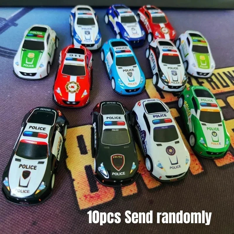 Set Diecast Metallo Dieci Auto Polizia Giocattolo Scorrimento Inerziale Per Bambini Regalo Di Compleanno