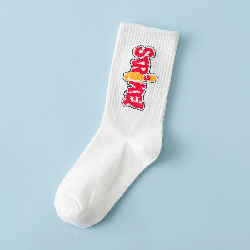 Calzini A Tubo Unisex Multicolore Traspiranti Con Alfabeti Per Sport Hip Hop Street Coppie