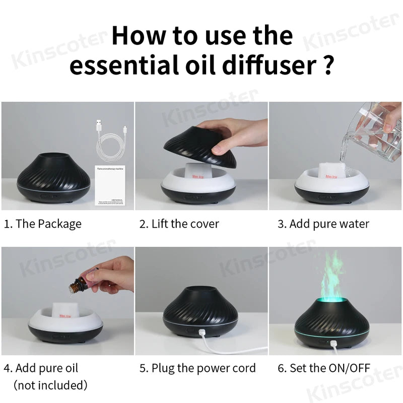 Umidificatore Per Aromaterapia Vulcanica 130ml Diffusore Di Oli Essenziali Portatile USB Con Luce Notturna