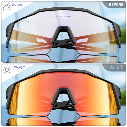 KAPVOE Occhiali da Sole Fotocromatici per Ciclismo UV400 Unisex Donna Uomo da Montagna e Strada