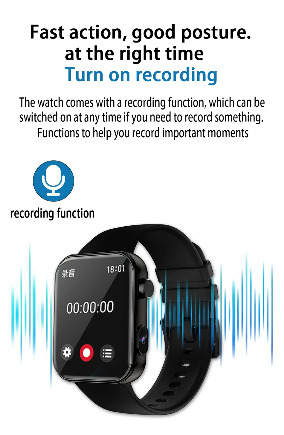 Nuovo Smartwatch Fotocamera per Uomo e Donna Registrazione Foto e Video Fitness Salute Impermeabile Chiamate Bluetooth