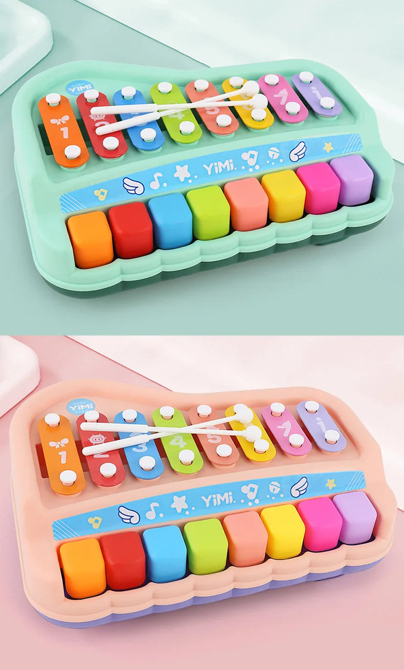 Xilofono Pianoforte 8 Note Giocattolo Musicale Educativo 2 In 1 Con Mazze Per Neonati Strumento Montessori Per Bambini