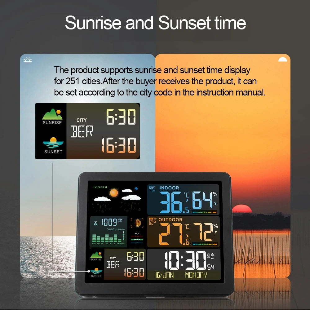 Orologio Stazione Meteorologica Digitale Misuratore Di Temperatura Umidità Interni Previsioni Meteo Wireless Telehill