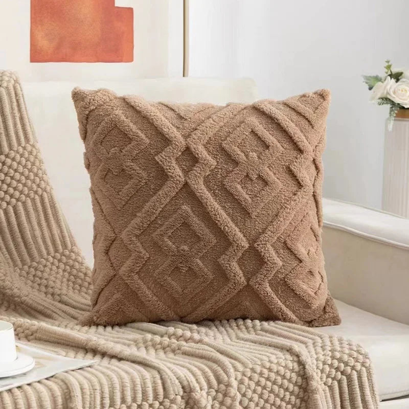 Fodera Cuscino In Velluto Jacquard Fiocco Di Neve Stampato 1 Pezzo Decor Casa Eleganza