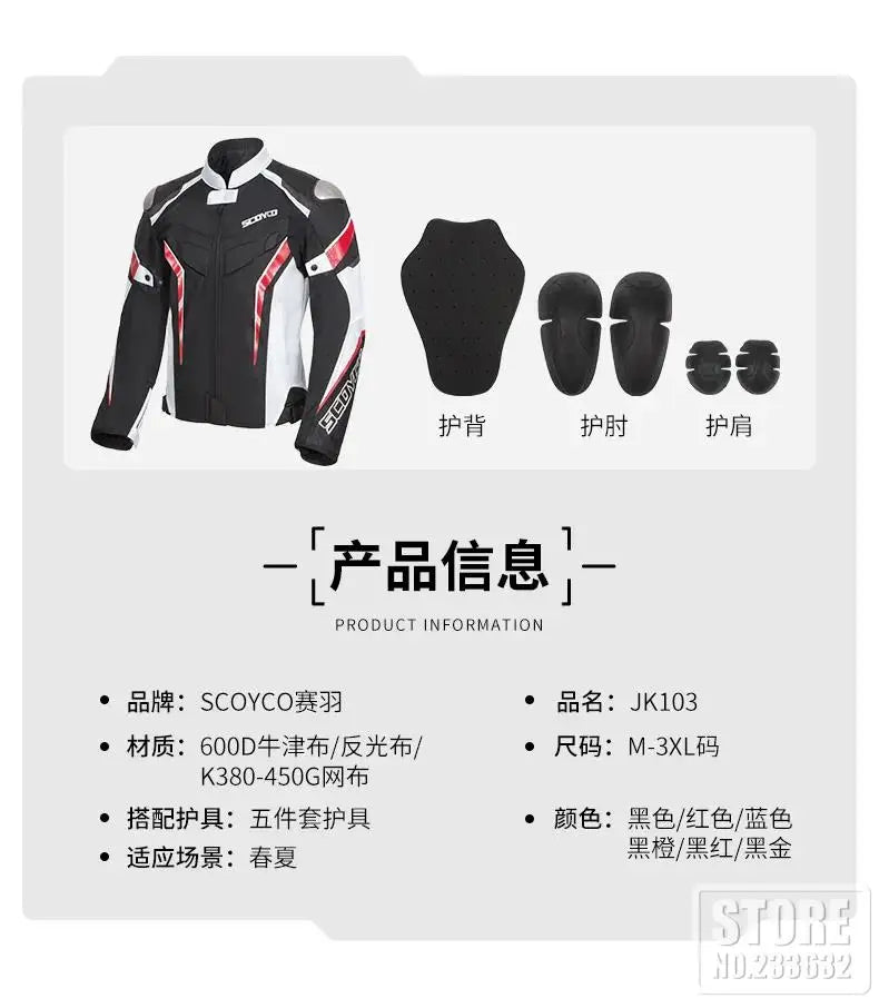 SCOYCO Moto Giacca Impermeabile Anticaduta Traspirante In Rete Con Protezioni Motocross Pantaloni Tuta Uomo