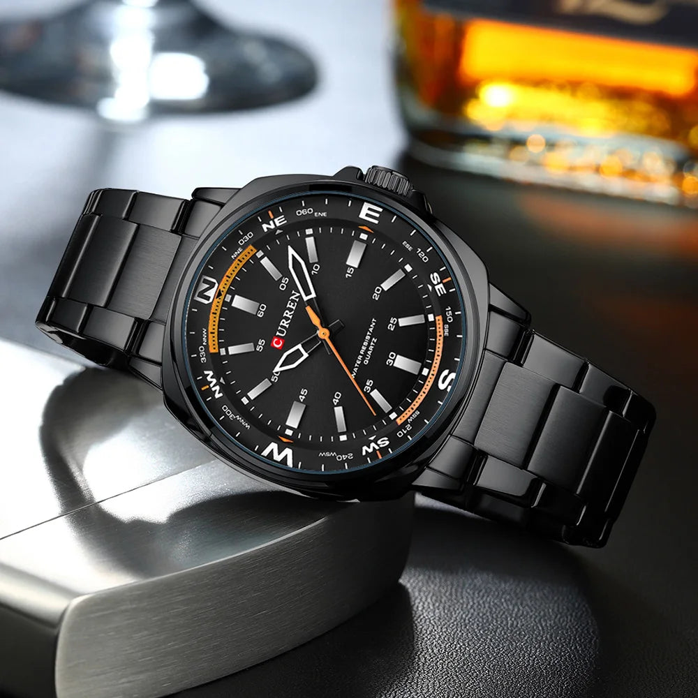 Curren Orologio Da Polso Da Uomo Quarzo Per Business Casual Con Cinturino In Acciaio Inossidabile Impermeabile 8455