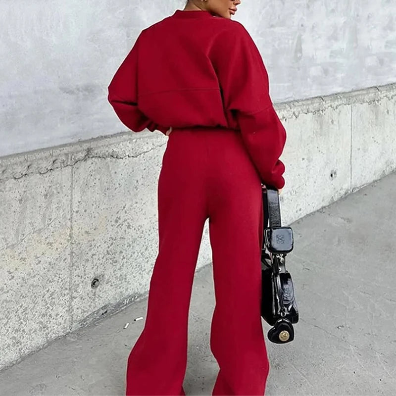 Set Di Tute Da Donna Casual Cardigan Corto Allentato Con Cerniera E Pantaloni Sportivi Con Coulisse Streetwear
