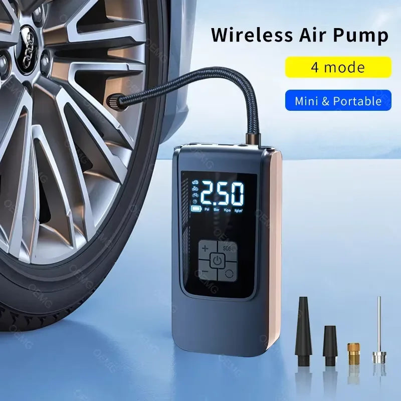 Gonfiatore Elettrico Per Pneumatici Con Compressore Portatile Senza Fili Con Display LCD Per Auto Moto Palle Bicicletta