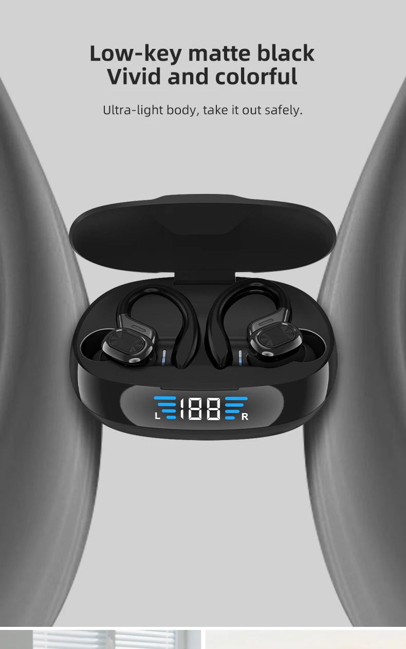 Otemkay SP16 Auricolari Wireless Sportivi Con Ganci Per Orecchie, Audio Dinamico, Microfono Integrato, Ideali Per Corsa