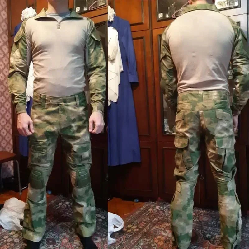 Camicie Tattiche Esterno A Maniche Lunghe Con Cerniera Quarter Zip Ripstop Cotone Resistente Camouflage Per Airsoft Uomo