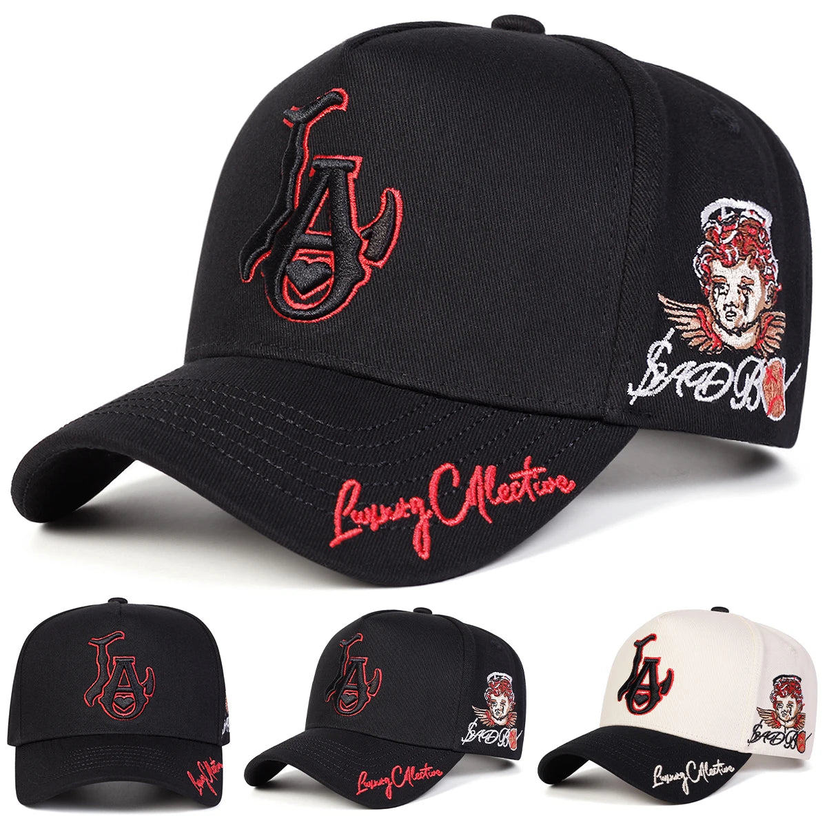 Berretto Baseball Unisex Ricamato LA Love Regolabile Protezione Solare Cappello Sportivo in Poliestere