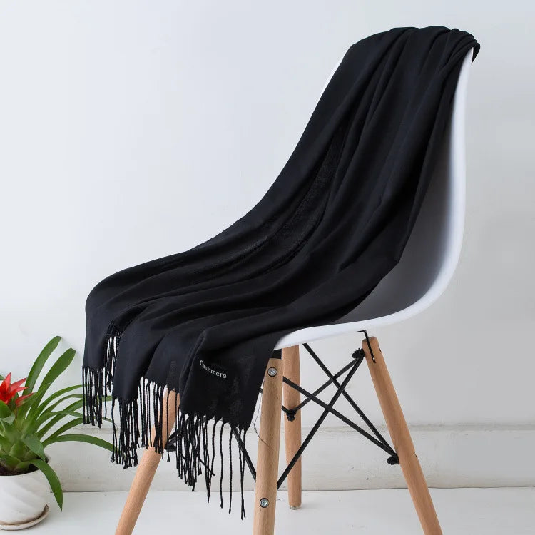 Sciarpa di Pashmina da Donna Morbida Cashmere Foulard Viaggio Ufficio Inverno Caldo Hijab Solido Avvolge Bandana