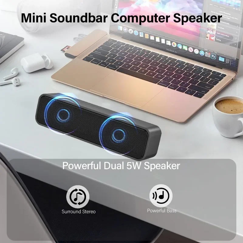 Mini Altoparlanti Plug And Play Alimentati Via USB Soundbar Da Scrivania Cablati Per TV Desktop Laptop Computer