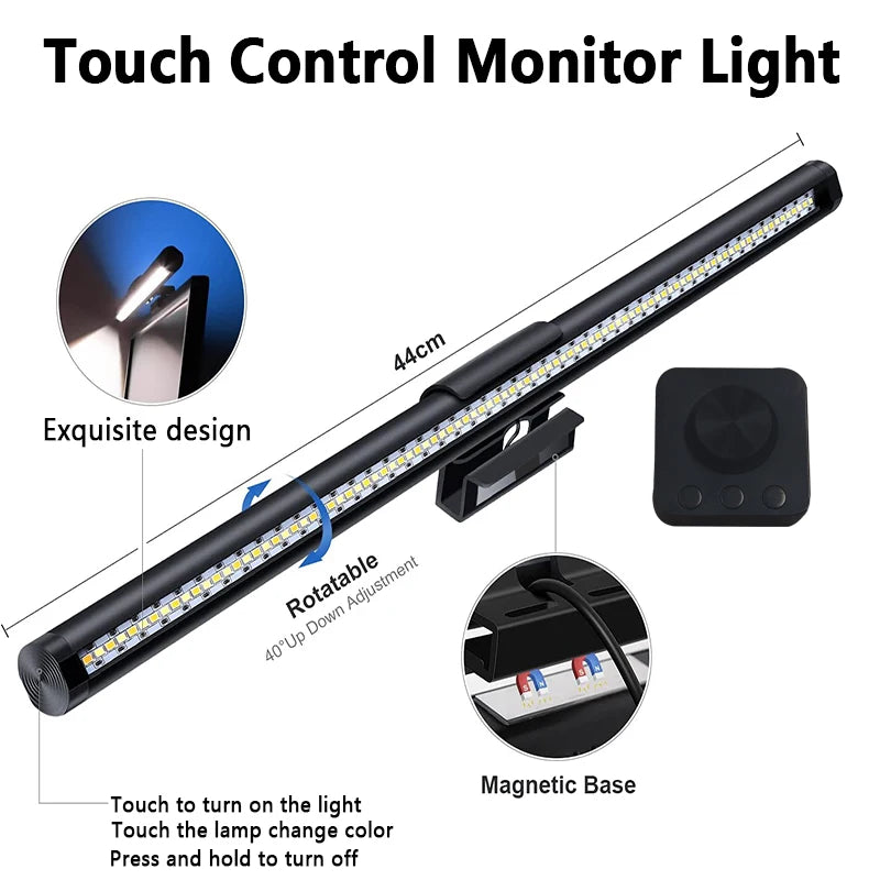 Barra Luminosa LED 44 Cm Per Monitor E Scrivania Con Atmosfera RGB Dimmerabile Ideale Per Studio E Lavoro