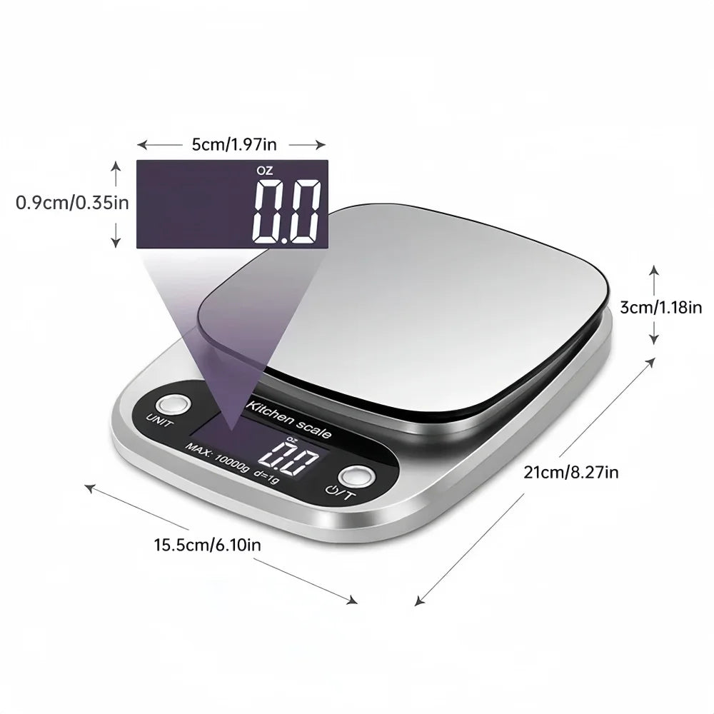 Bilancia Da Cucina Digitale In Acciaio Inossidabile Con Display Led 10 Kg Risoluzione 1 g Per Cuochi Appassionati