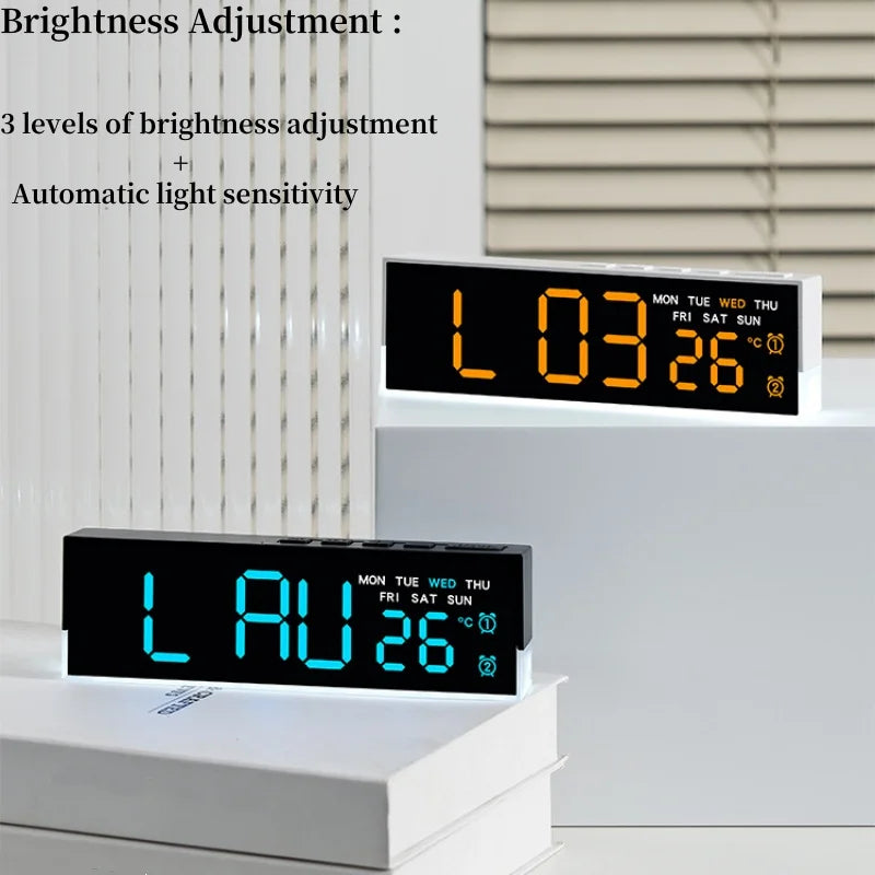 Sveglia Digitale USB Con Luce D'Ambiente Bianca Orologio Da Tavolo LED 12/24 Ore, 3 Livelli Di Luminosità, DST