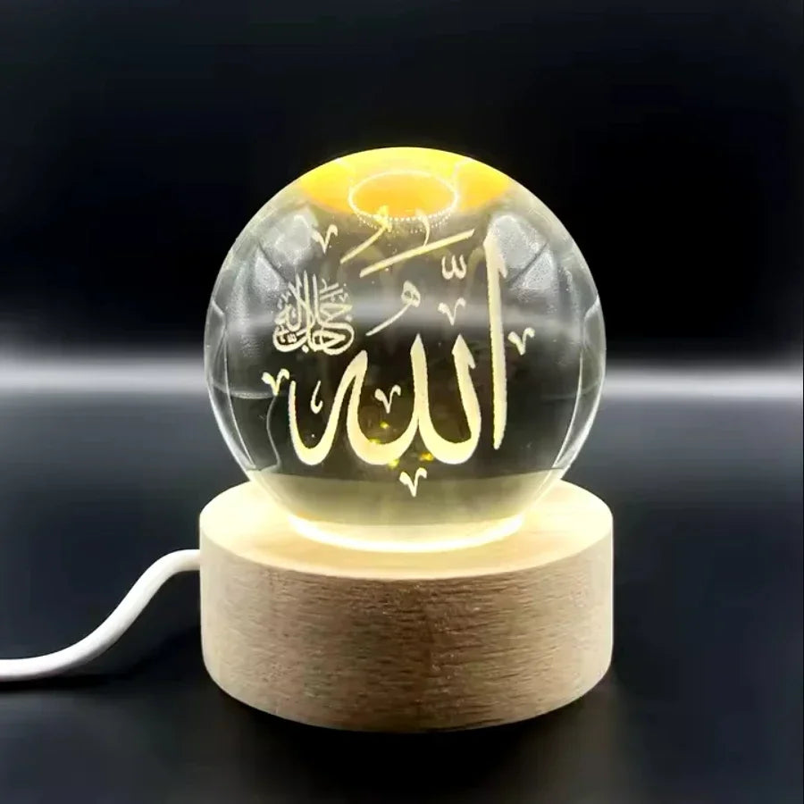 Decorazione Della Stanza Con Sfera Di Cristallo 3D E Base Led Per Luce Ambientale Nel Soggiorno