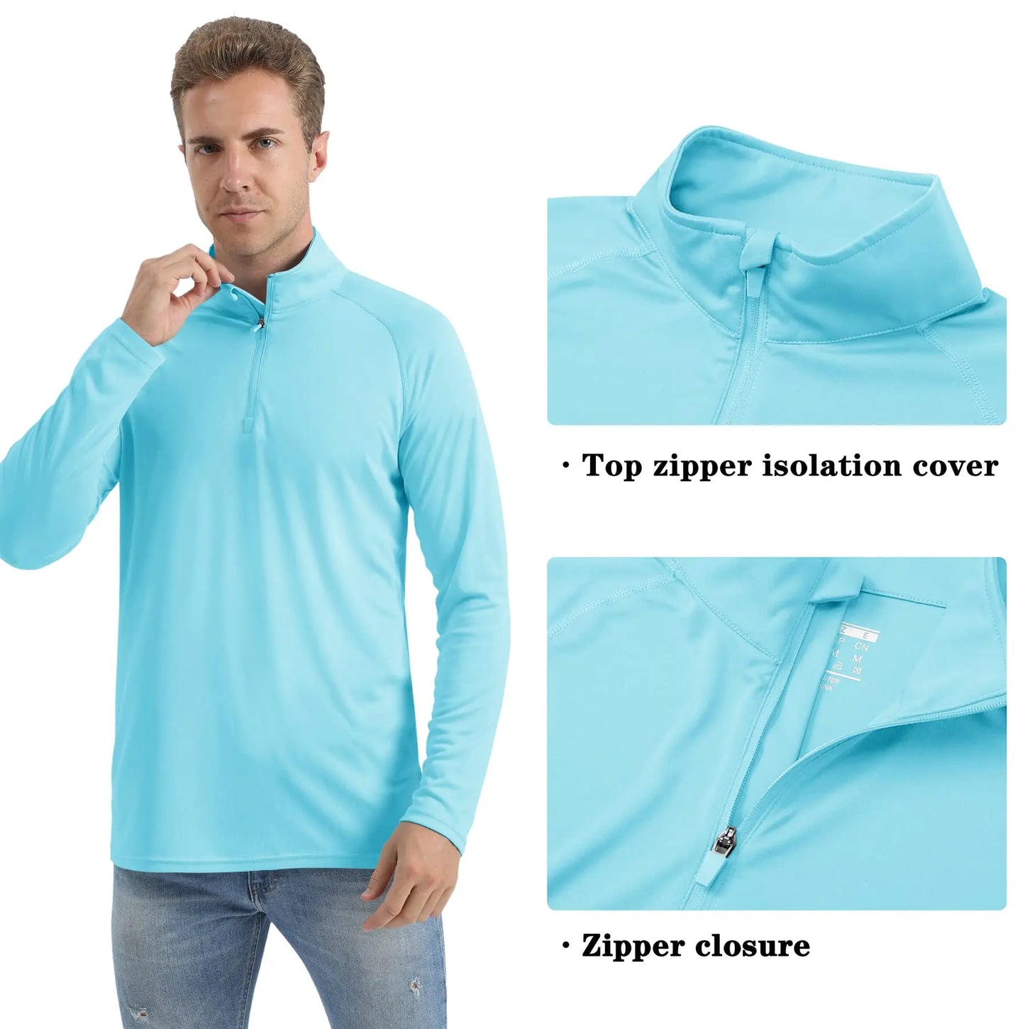 TACVASEN UPF50+ T-shirt con protezione UV Camicia da pesca leggera a maniche lunghe ad asciugatura rapida da uomo Escursionismo all'aperto Allenamento Protezioni