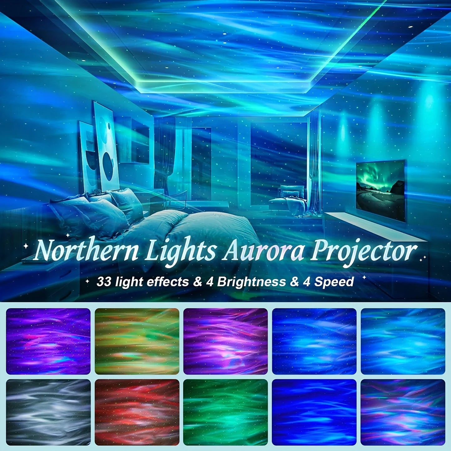 Proiettore Galaxy USB 5V Luci Notturne Colorate Rotante a 360 Gradi con Telecomando per Home Theater e Decorazione Stanza