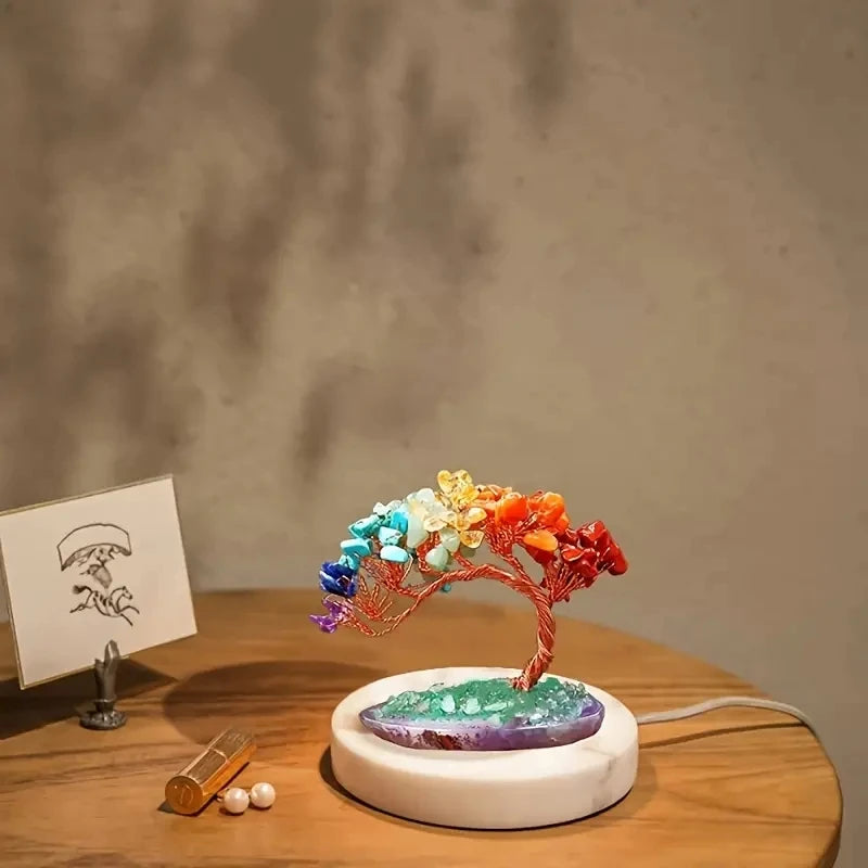 Albero Della Fortuna Feng Shui Cristallo Colorato Con Agata Naturale E Filo Di Rame Decorativo Per Casa Ufficio