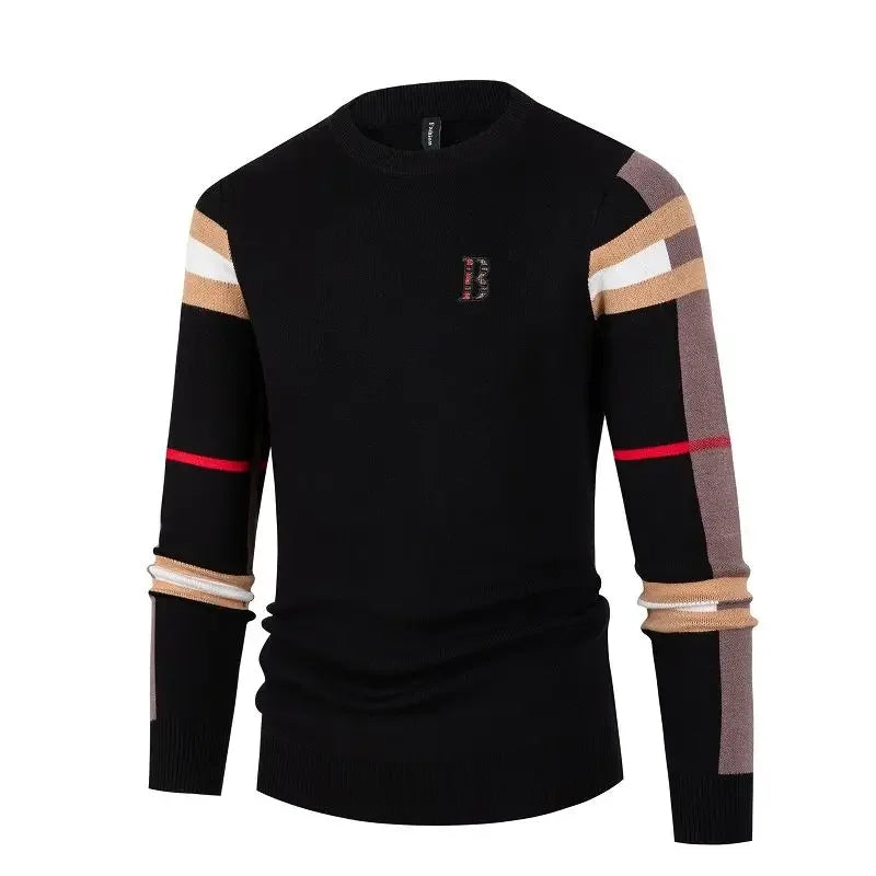 Maglione Da Uomo Lavorato A Maglia Pullover Autunno Inverno 2024 Morbido Caldo A Righe E Quadri Girocollo Moda Uomo