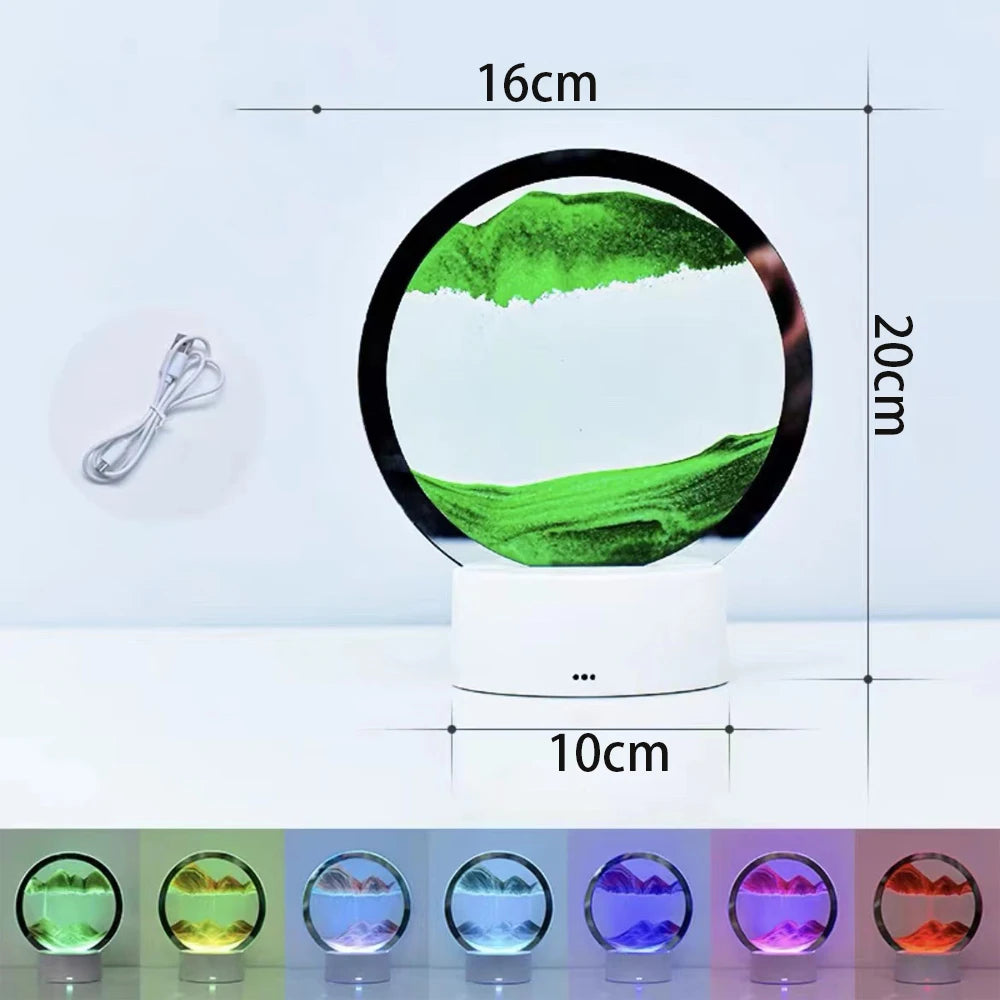 Clessidra Creativa Sabbie Mobili Luminose e Pittura Paesaggistica Ornamento Per Soggiorno Ufficio Luce Lusso Regalo