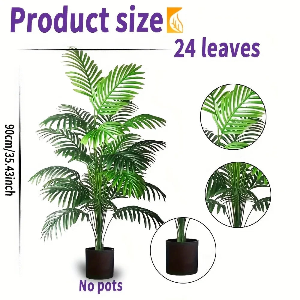 Due Pezzi Palme Areca Simulazione Con 24 Foglie Alberi Artificiali Realistici Per Decorazione Esterna Del Soggiorno