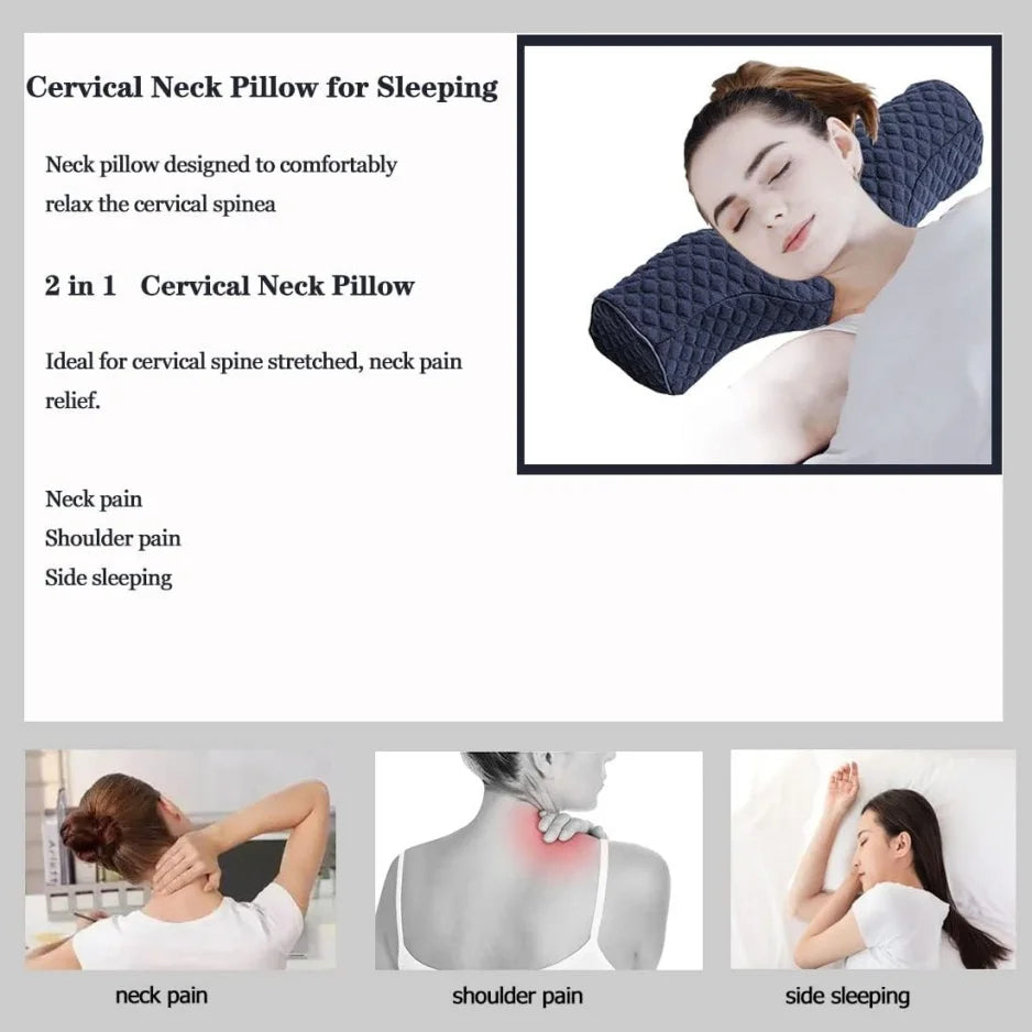 Cuscino Cervicale Memory Foam Ergonomico Ortopedico per Dormire di Fianco Contorno Collo e Testa Cuscini da Letto