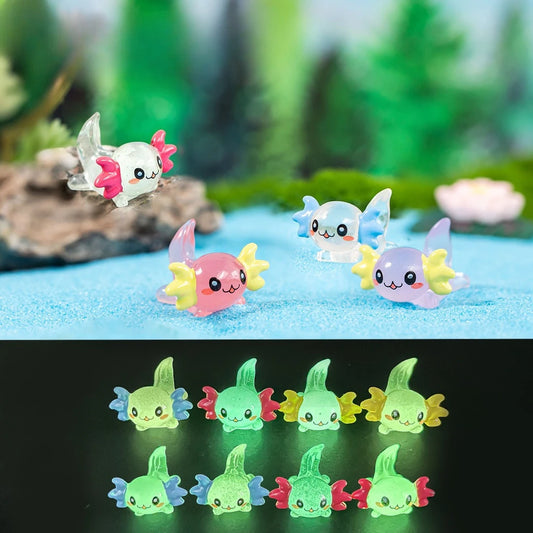 10 50 Pezzi Resina Luminosa Colorata Axolotl Per Artigianato Fai Da Te Giardino Paesaggistica Decorazioni Per Piante